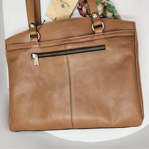 Patricia Nash Poppy tote bag women's tan leather Tooled Seashell Frame new $289 - Picture 2 of 16